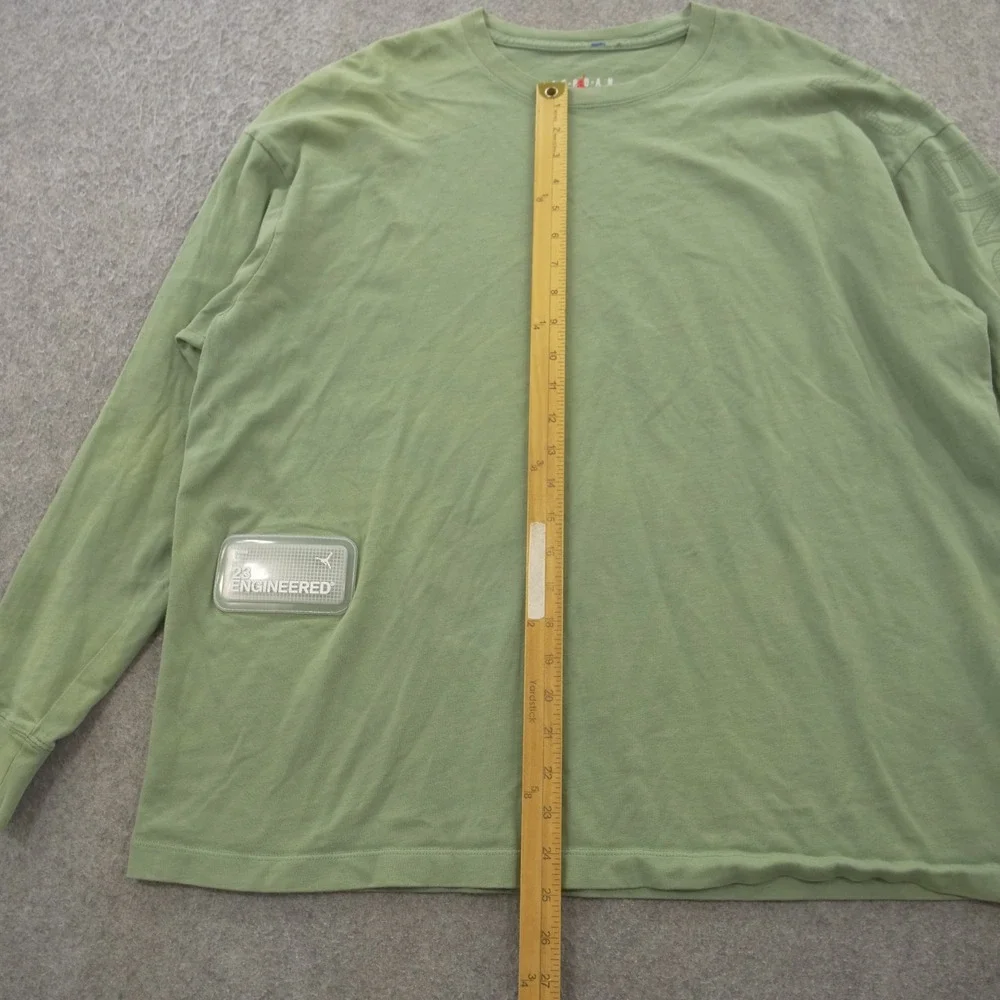 Nike Jordan Engineered Shirt Mens Large Green Long Sleeve Crew Graphic Print Log